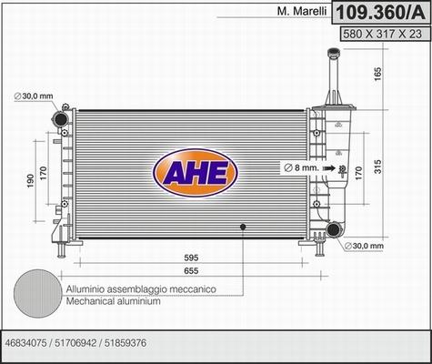 AHE 109.360/A - Radiators, Motora dzesēšanas sistēma autodraugiem.lv