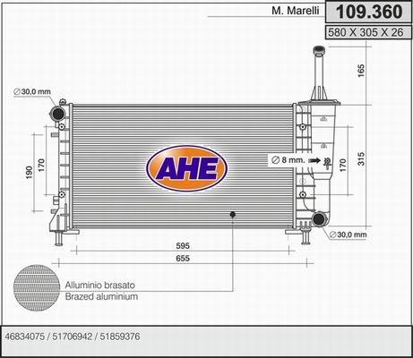 AHE 109.360 - Radiators, Motora dzesēšanas sistēma autodraugiem.lv