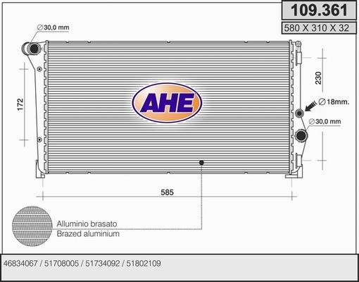 AHE 109.361 - Radiators, Motora dzesēšanas sistēma autodraugiem.lv