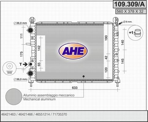 AHE 109.309/A - Radiators, Motora dzesēšanas sistēma autodraugiem.lv