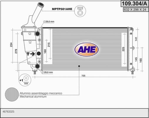 AHE 109.304/A - Radiators, Motora dzesēšanas sistēma autodraugiem.lv