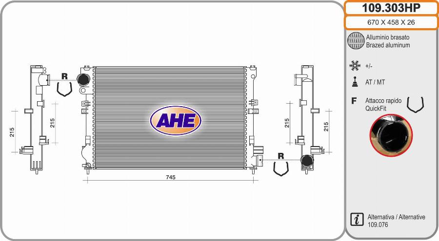 AHE 109.303HP - Radiators, Motora dzesēšanas sistēma autodraugiem.lv