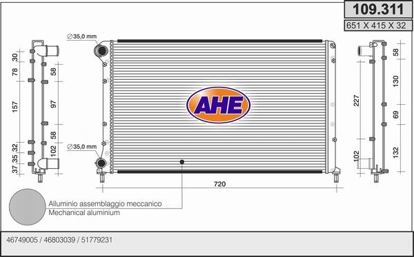 AHE 109.311 - Radiators, Motora dzesēšanas sistēma autodraugiem.lv