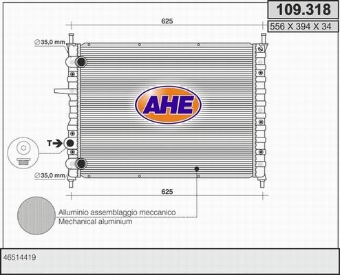 AHE 109.318 - Radiators, Motora dzesēšanas sistēma autodraugiem.lv