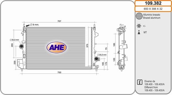 AHE 109.382 - Radiators, Motora dzesēšanas sistēma autodraugiem.lv