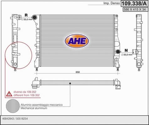 AHE 109.338/A - Radiators, Motora dzesēšanas sistēma autodraugiem.lv