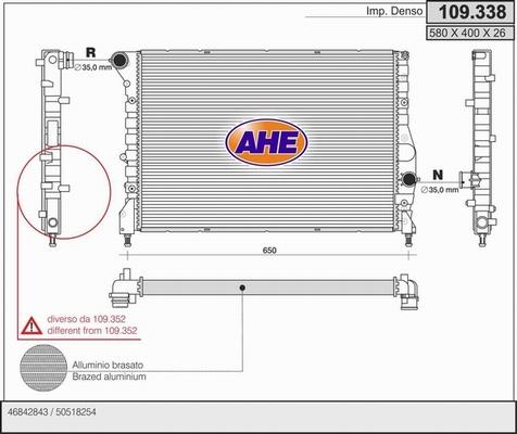 AHE 109.338 - Radiators, Motora dzesēšanas sistēma autodraugiem.lv