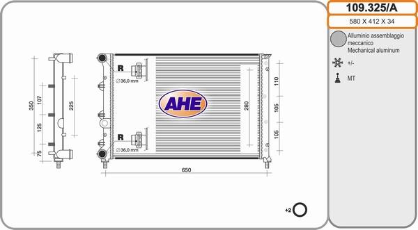 AHE 109.325/A - Radiators, Motora dzesēšanas sistēma autodraugiem.lv