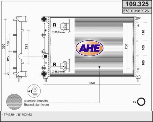 AHE 109.325 - Radiators, Motora dzesēšanas sistēma autodraugiem.lv