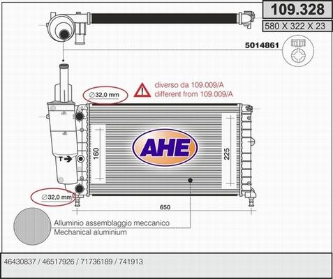 AHE 109.328 - Radiators, Motora dzesēšanas sistēma autodraugiem.lv