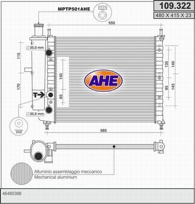 AHE 109.322 - Radiators, Motora dzesēšanas sistēma autodraugiem.lv