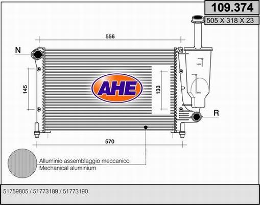 AHE 109.374 - Radiators, Motora dzesēšanas sistēma autodraugiem.lv
