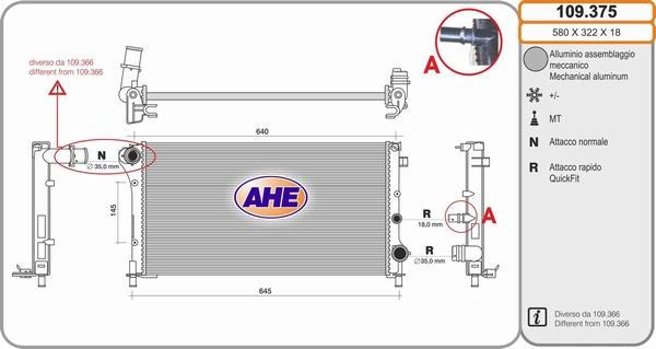 AHE 109.375 - Radiators, Motora dzesēšanas sistēma autodraugiem.lv