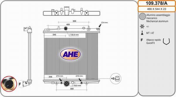 AHE 109.378/A - Radiators, Motora dzesēšanas sistēma autodraugiem.lv