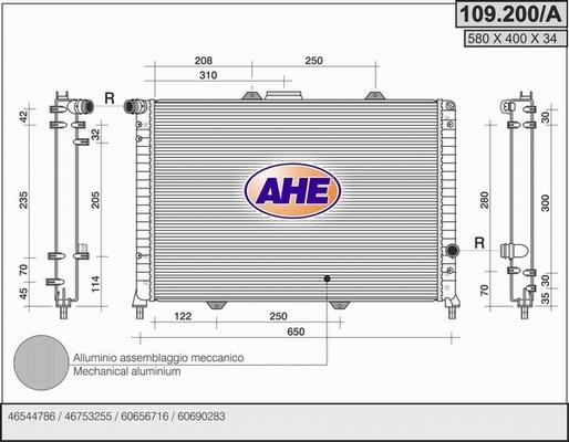 AHE 109.200/A - Radiators, Motora dzesēšanas sistēma autodraugiem.lv