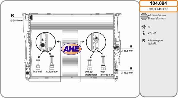 AHE 104.094 - Radiators, Motora dzesēšanas sistēma autodraugiem.lv