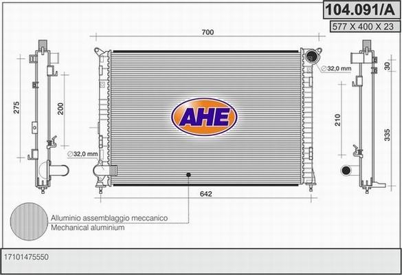 AHE 104.091/A - Radiators, Motora dzesēšanas sistēma autodraugiem.lv