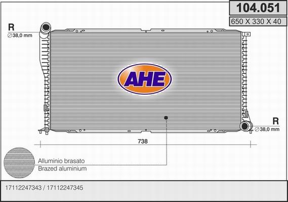 AHE 104.051 - Radiators, Motora dzesēšanas sistēma autodraugiem.lv