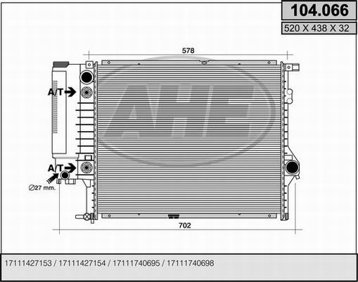 AHE 104.066 - Radiators, Motora dzesēšanas sistēma autodraugiem.lv