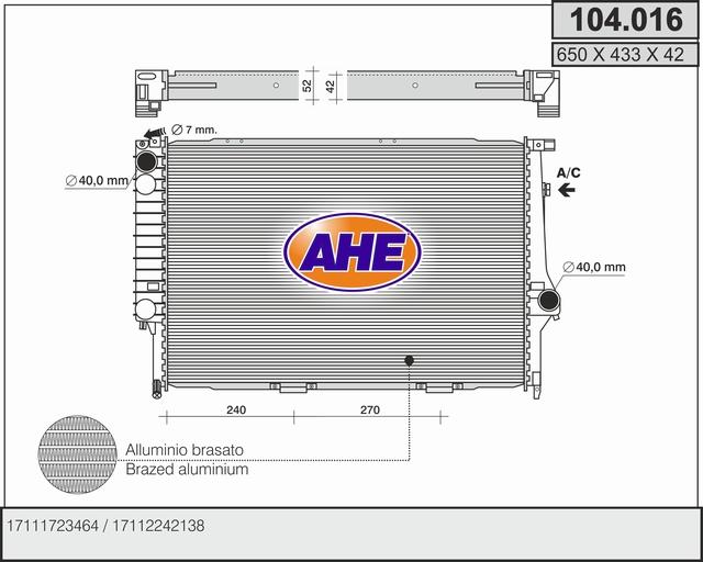 AHE 104.016 - Radiators, Motora dzesēšanas sistēma autodraugiem.lv