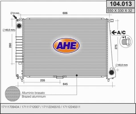 AHE 104.013 - Radiators, Motora dzesēšanas sistēma autodraugiem.lv