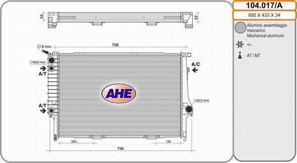 AHE 104.017/A - Radiators, Motora dzesēšanas sistēma autodraugiem.lv