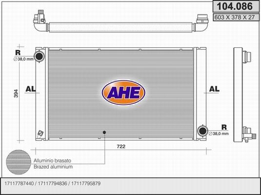 AHE 104.086 - Radiators, Motora dzesēšanas sistēma autodraugiem.lv