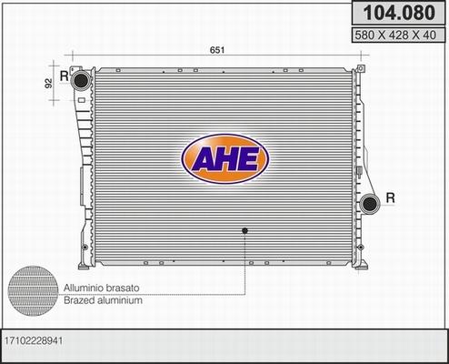 AHE 104.080 - Radiators, Motora dzesēšanas sistēma autodraugiem.lv