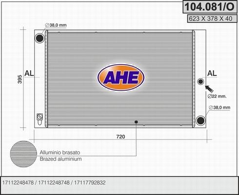 AHE 104.081/O - Radiators, Motora dzesēšanas sistēma autodraugiem.lv