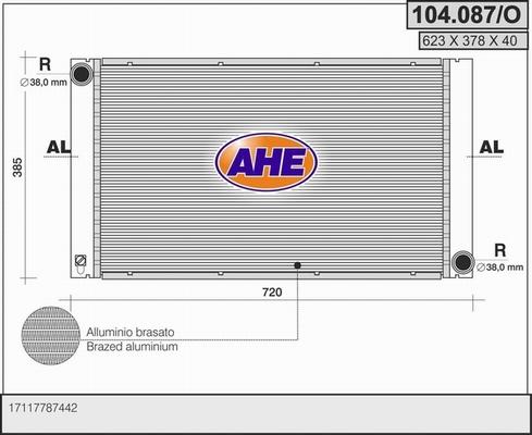 AHE 104.087/O - Radiators, Motora dzesēšanas sistēma autodraugiem.lv