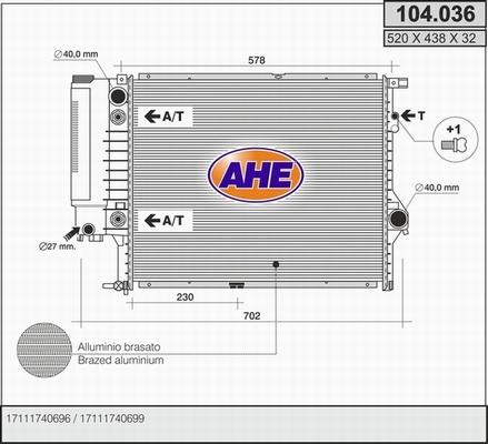 AHE 104.036 - Radiators, Motora dzesēšanas sistēma autodraugiem.lv