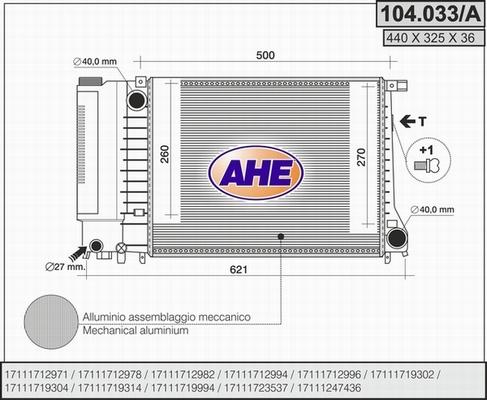 AHE 104.033/A - Radiators, Motora dzesēšanas sistēma autodraugiem.lv