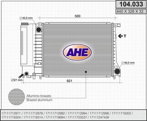 AHE 104.033 - Radiators, Motora dzesēšanas sistēma autodraugiem.lv