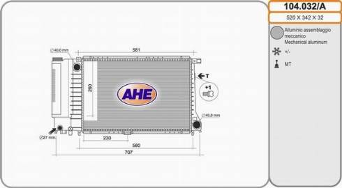 AHE 104.032/A - Radiators, Motora dzesēšanas sistēma autodraugiem.lv