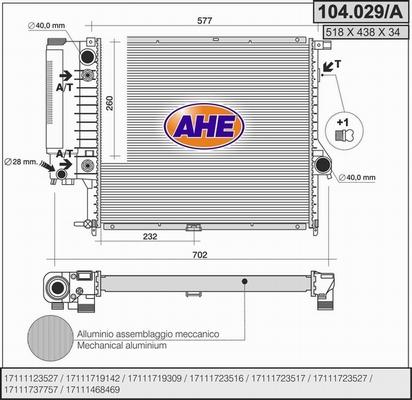 AHE 104.029/A - Radiators, Motora dzesēšanas sistēma autodraugiem.lv
