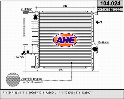 AHE 104.024 - Radiators, Motora dzesēšanas sistēma autodraugiem.lv