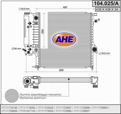 AHE 104.025/A - Radiators, Motora dzesēšanas sistēma autodraugiem.lv