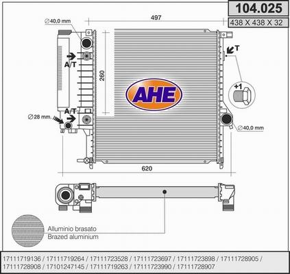 AHE 104.025 - Radiators, Motora dzesēšanas sistēma autodraugiem.lv