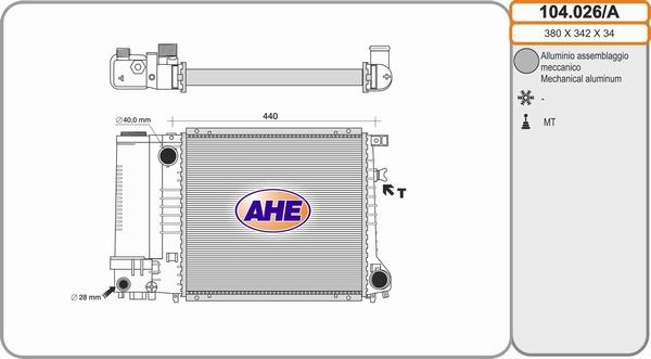 AHE 104.026/A - Radiators, Motora dzesēšanas sistēma autodraugiem.lv