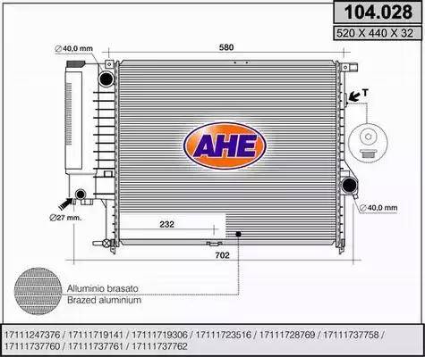 AHE 104.028 - Radiators, Motora dzesēšanas sistēma autodraugiem.lv