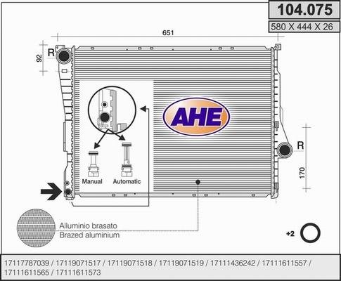 AHE 104.075 - Radiators, Motora dzesēšanas sistēma autodraugiem.lv