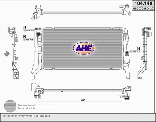 AHE 104.140 - Radiators, Motora dzesēšanas sistēma autodraugiem.lv