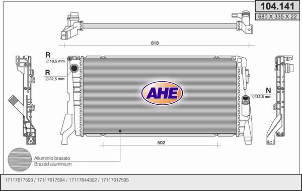 AHE 104.141 - Radiators, Motora dzesēšanas sistēma autodraugiem.lv