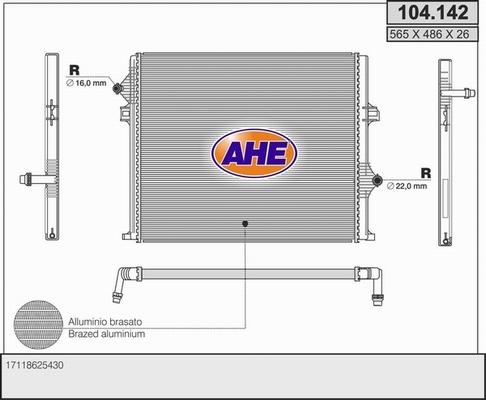 AHE 104.142 - Radiators, Motora dzesēšanas sistēma autodraugiem.lv