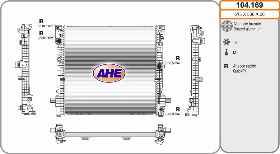 AHE 104.169 - Radiators, Motora dzesēšanas sistēma autodraugiem.lv