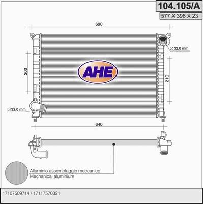 AHE 104.105/A - Radiators, Motora dzesēšanas sistēma autodraugiem.lv