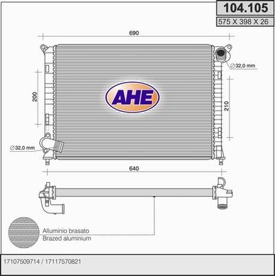 AHE 104.105 - Radiators, Motora dzesēšanas sistēma autodraugiem.lv