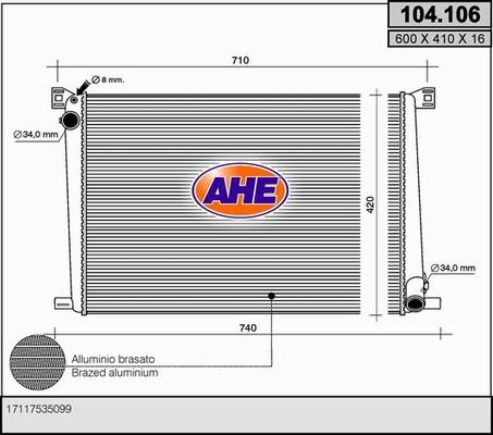 AHE 104.106 - Radiators, Motora dzesēšanas sistēma autodraugiem.lv