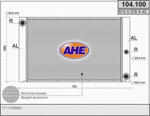 AHE 104.100 - Radiators, Motora dzesēšanas sistēma autodraugiem.lv