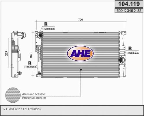 AHE 104.119 - Radiators, Motora dzesēšanas sistēma autodraugiem.lv